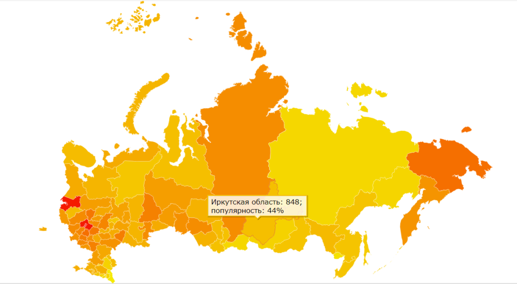 Регионы России в Яндекс Вордстат